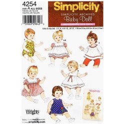 4254 RETRO 60 12''- 22'' BABY DOLL DRESS, ROMPERS, UNDIES PATTERN